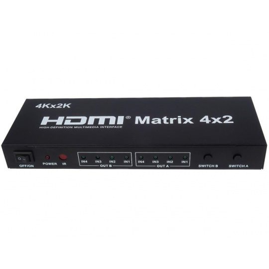 PremiumCord HDMI matrix switch 4:2,s audiem, rozlišení 4Kx2K