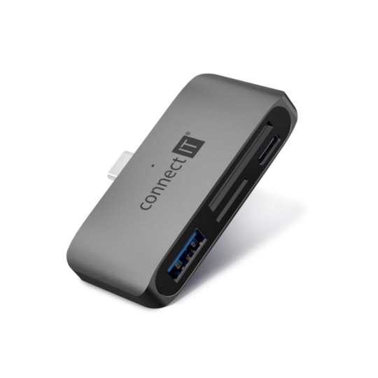 CONNECT IT Dokovací stanice CompactPRO USB-C, 1xUSB-A, 1xUSB-C, MicroSD/SD, šedá