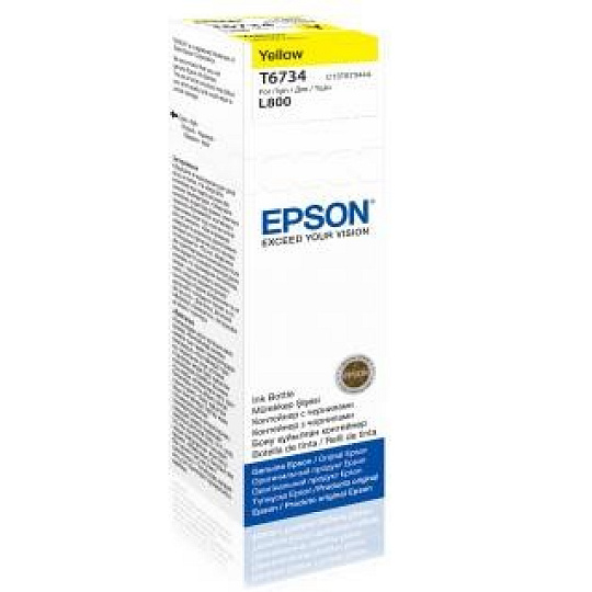 BAZAR - EPSON ink bar T6734 Yellow ink container 70ml pro L800/L1800 - Poškozený obal (Komplet)