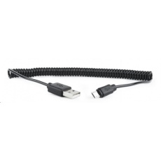 GEMBIRD Kabel USB A Male/Micro B Male 2.0, 1,8m, Black, kroucený GEMBIRD Kabel USB A Male/Micro B Male 2.0, 1,8m, Black, kroucený