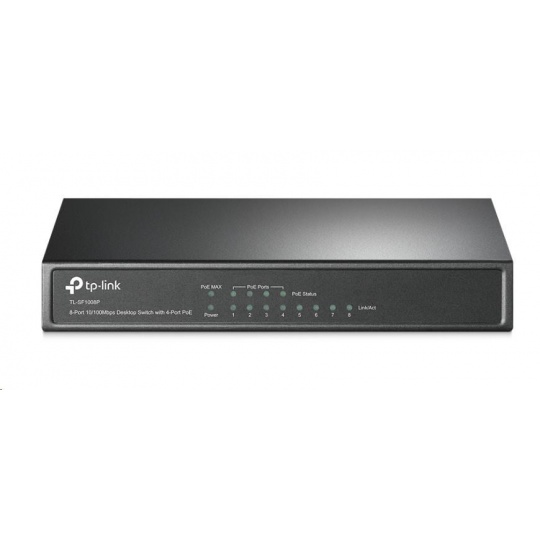 TP-Link switch TL-SF1008P (8x100Mb/s, 4xPoE+, 66W, fanless)