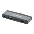 MANHATTAN Dokovací stanice USB-C 4v1, HDMI, USB-C PD 100W, USB-A 3.0, 3.5mm Jack
