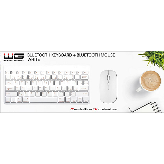 WG - Bluetooth klávesnice s myší, bílá - poskozen obal WG - Bluetooth klávesnice s myší, bílá - poskozen obal