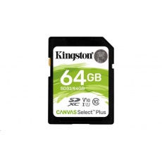 Kingston SDXC karta 64GB SecureDigital Canvas Select Plus (SDXC) 100R Class 10 UHS-I