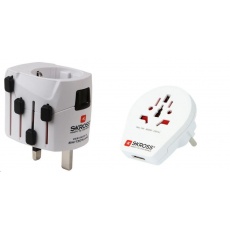 SKROSS cestovní adaptér SKROSS PRO World & USB, 6,3A max., uzemněný, vč. univerzální USB nabíječky, pro celý svět SKROSS cestovní adaptér SKROSS PRO World & USB, 6,3A max., uzemněný, vč. univerzální USB nabíječky, pro celý svět
