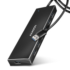 AXAGON HUE-F7A, 7x USB 3.2 Gen 1 ALU FLAT CHARGING hub, micro USB napájecí konektor, kabel USB-A 1m