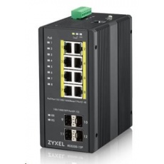 Zyxel RGS200-12P 12-port Gigabit WebManaged PoE switch, 8x GbE + 4x SFP, PoE budget 240W, DIN rail/Wall mount, IP30